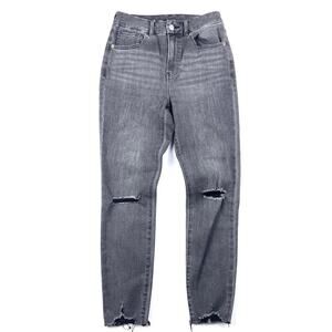 Express Grey Wash Distressed Skinny Super High Rise Ultra Hyper Stretch Jeggings